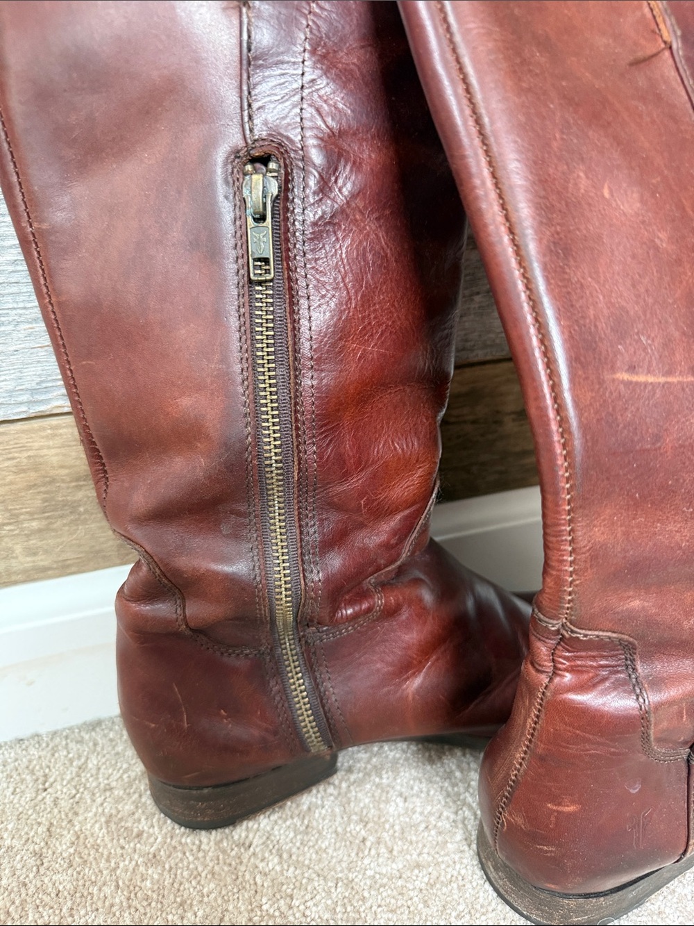Frye Classic Brown Leather Women's Riding Boots - Picture 3 of 8